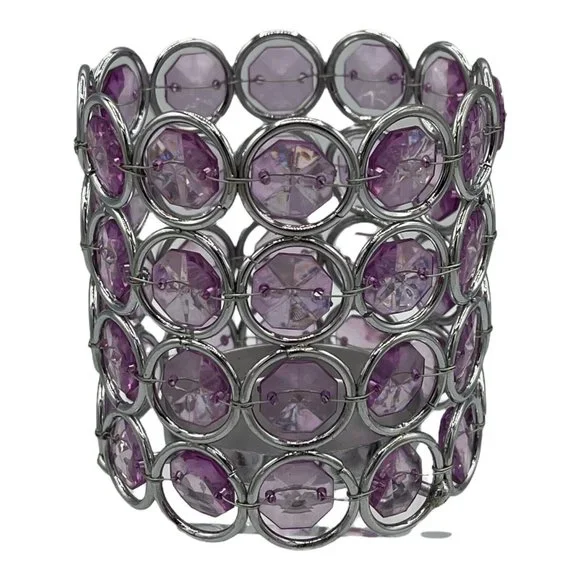 Avon Sparkle Birthstone Colored Votive Tea Light Holder Pink June NOS - Picture 2 of 7